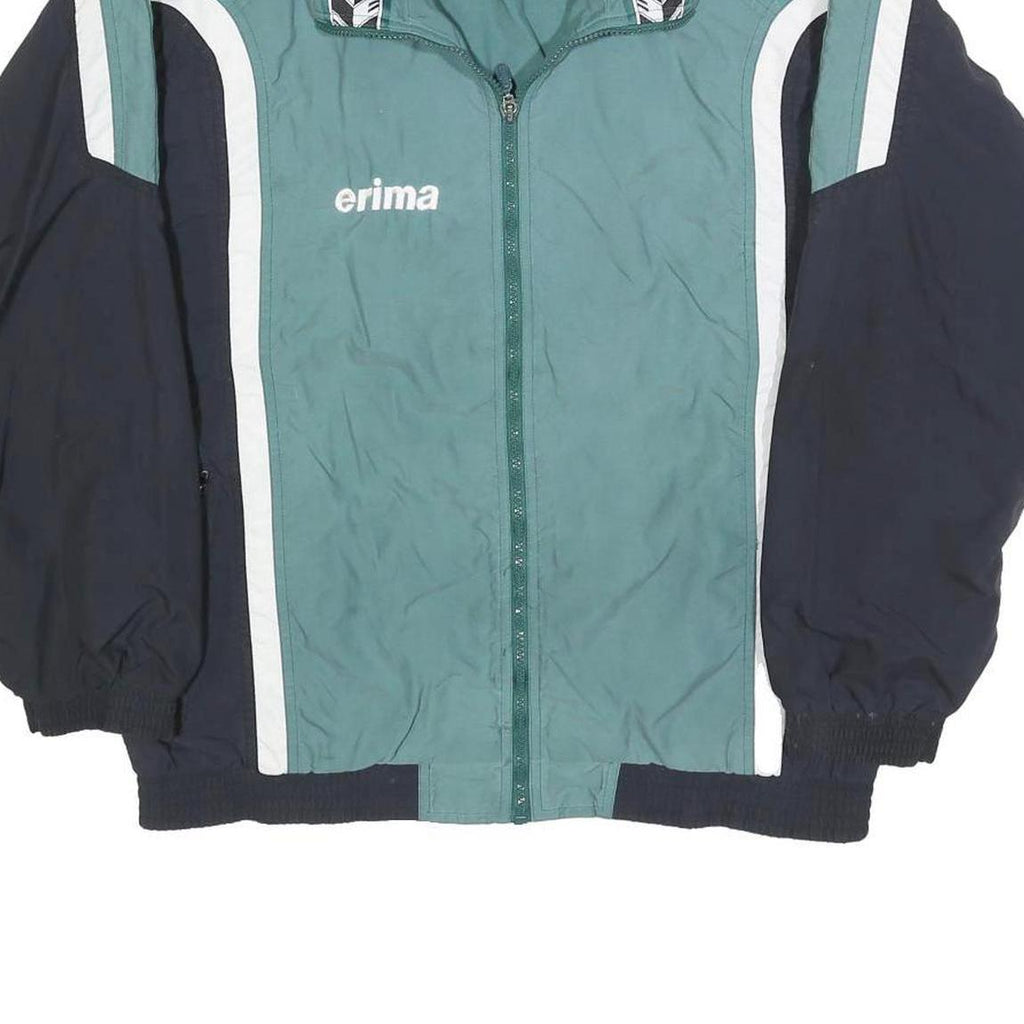 ERIMA Mens Green & Navy Zip Front Polyester Jacket L Sportswear Athletic Casual