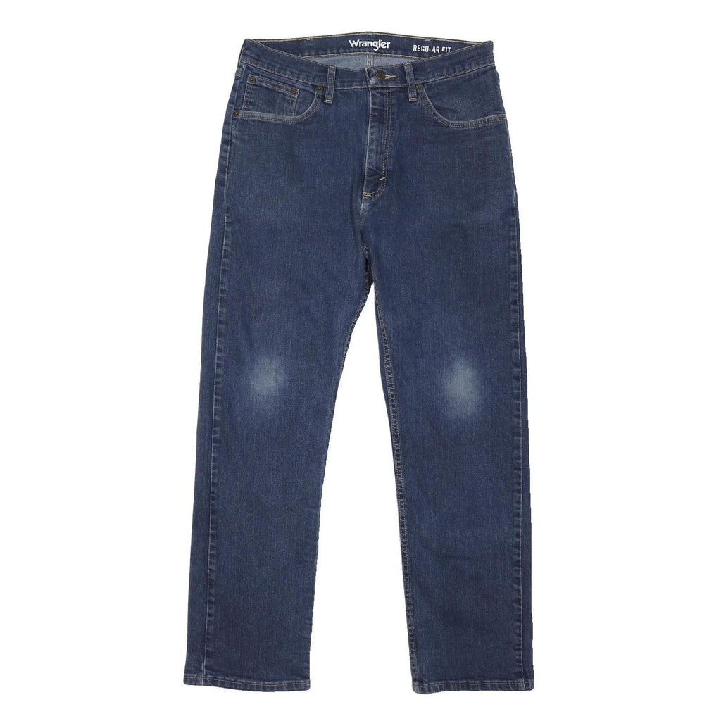 WRANGLER Mens Regular Fit Blue Denim Jeans W33 L30 Button Closure Classic Style