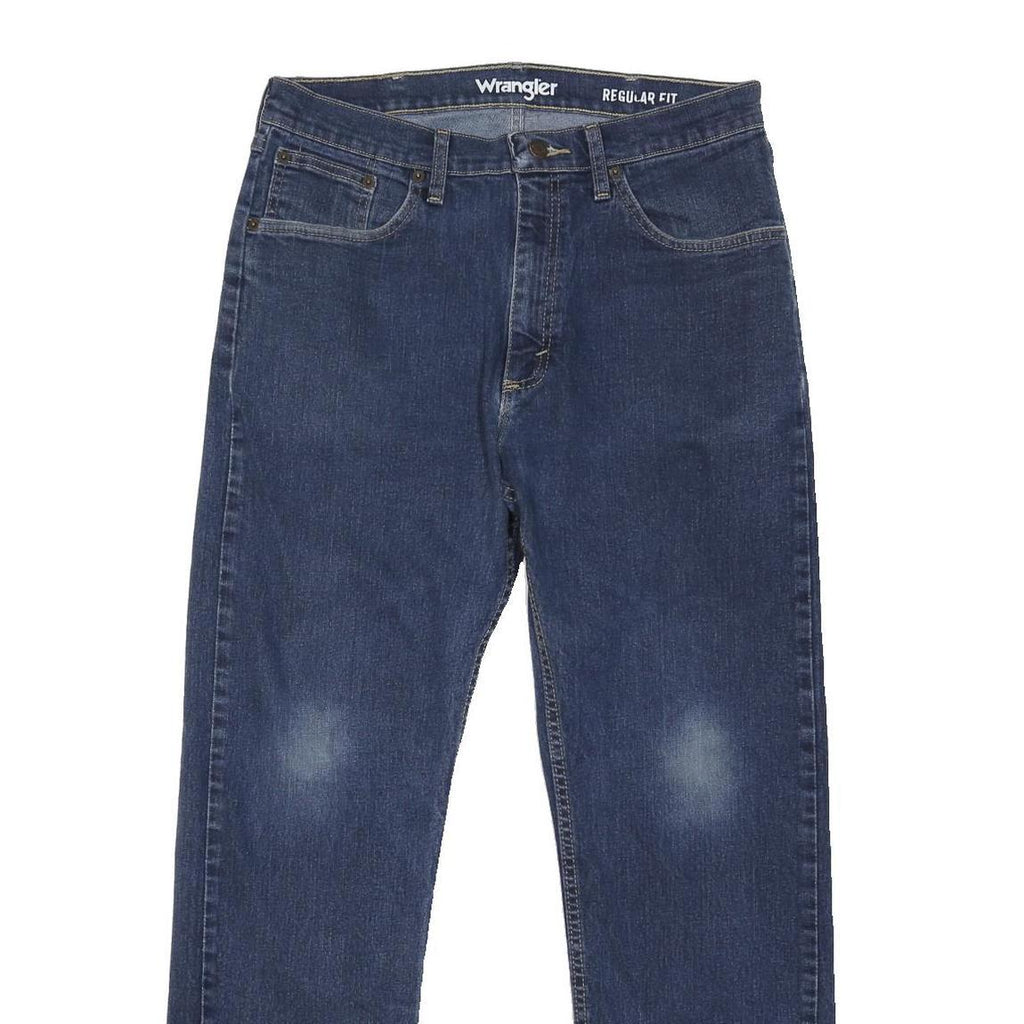 WRANGLER Mens Regular Fit Blue Denim Jeans W33 L30 Button Closure Classic Style