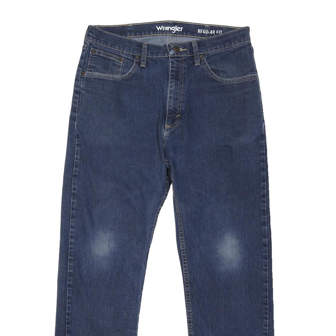 WRANGLER Mens Regular Fit Blue Denim Jeans W33 L30 Button Closure Classic Style