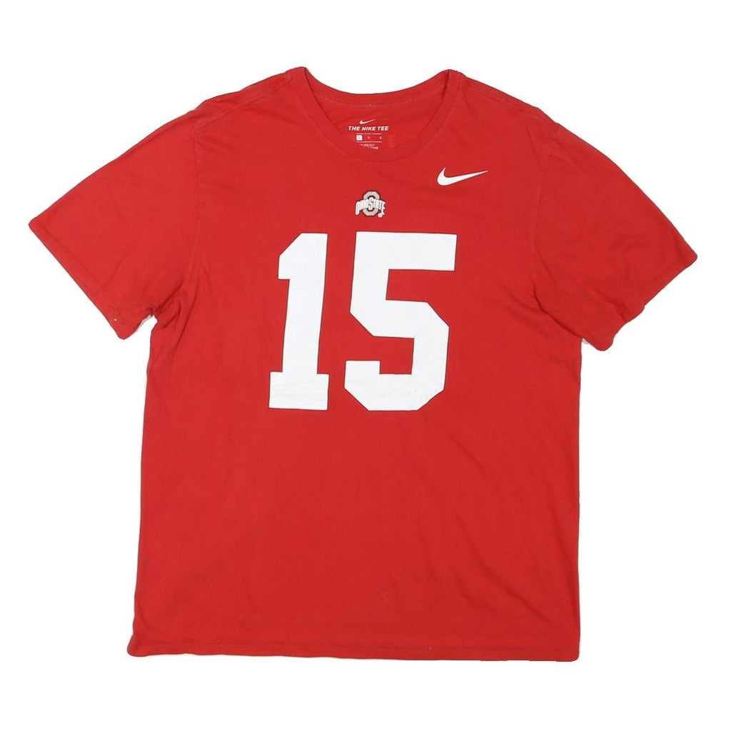 NIKE Mens Red Ohio State 15 Graphic T-Shirt L Short Sleeve Crew Neck