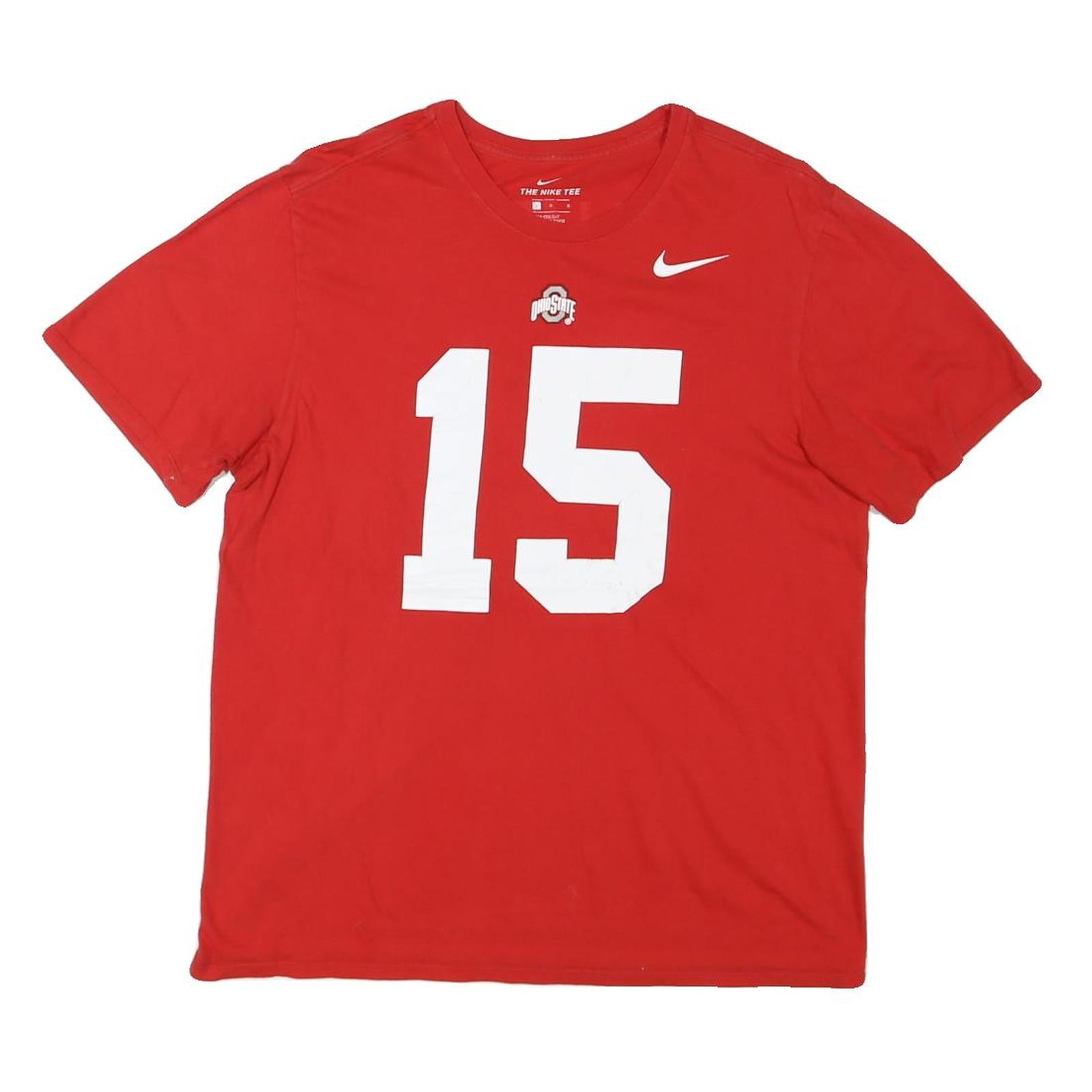 NIKE Mens Red Ohio State 15 Graphic T-Shirt L Short Sleeve Crew Neck