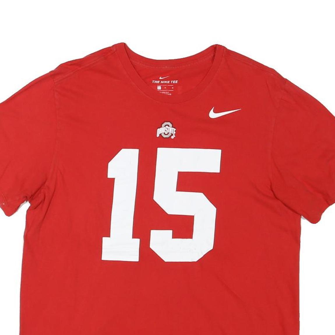 NIKE Mens Red Ohio State 15 Graphic T-Shirt L Short Sleeve Crew Neck