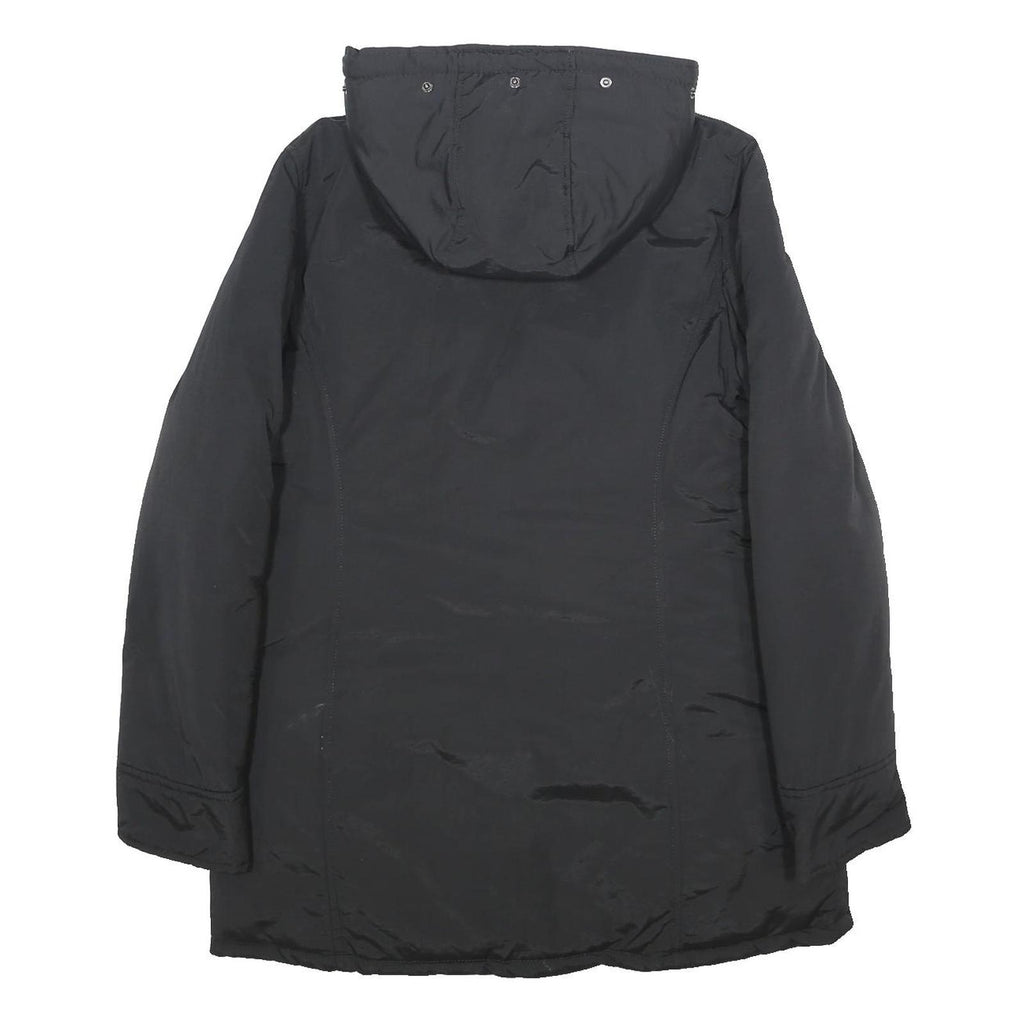 WOOLRICH Womens Black Outdoor Jacket XL Cotton Blend Woven Plain Zip Hooded