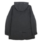 WOOLRICH Womens Black Outdoor Jacket XL Cotton Blend Woven Plain Zip Hooded