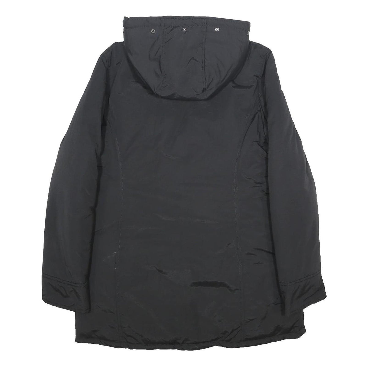 WOOLRICH Womens Black Outdoor Jacket XL Cotton Blend Woven Plain Zip Hooded