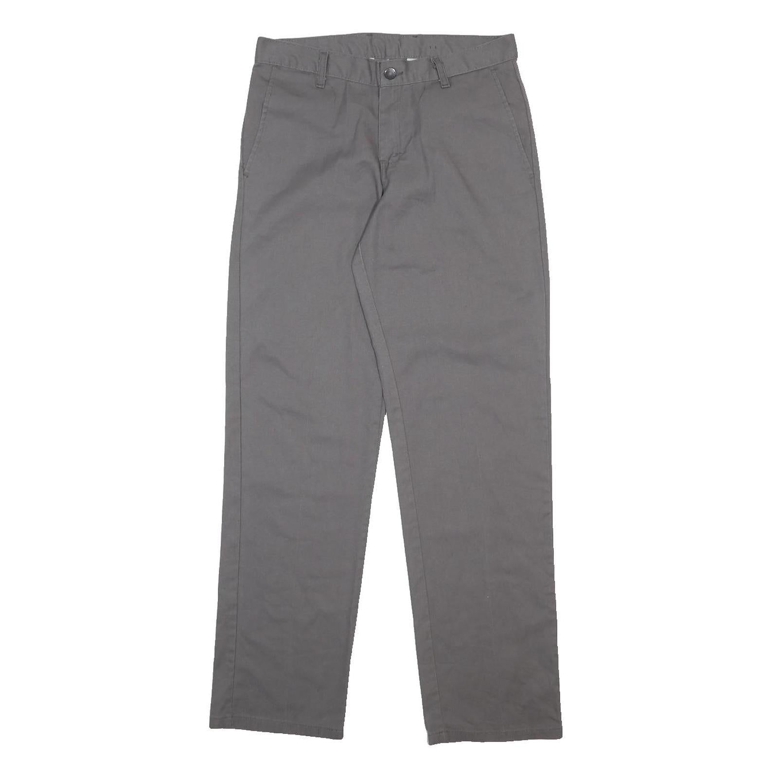 DICKIES Mens Cotton Blend Grey Regular Straight Trousers W29 L32 Casual Workwear