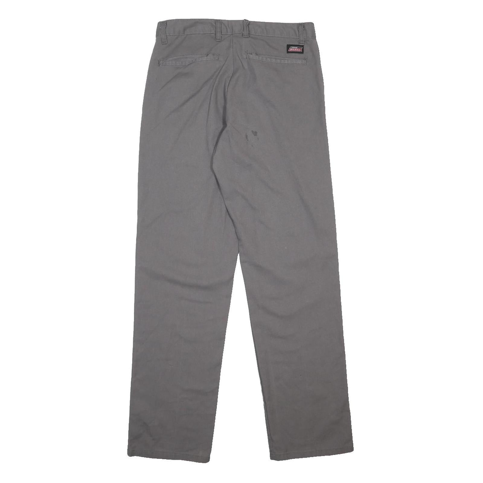 DICKIES Mens Cotton Blend Grey Regular Straight Trousers W29 L32 Casual Workwear