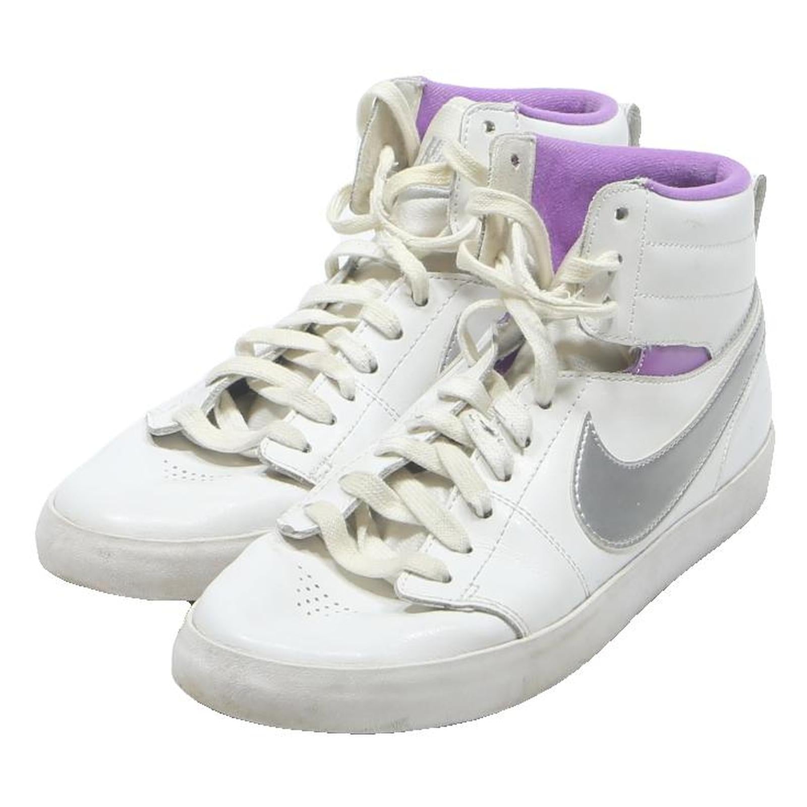 NIKE Dunk High Womens Trainers White & Silver Leather UK 4.5 Casual Sports