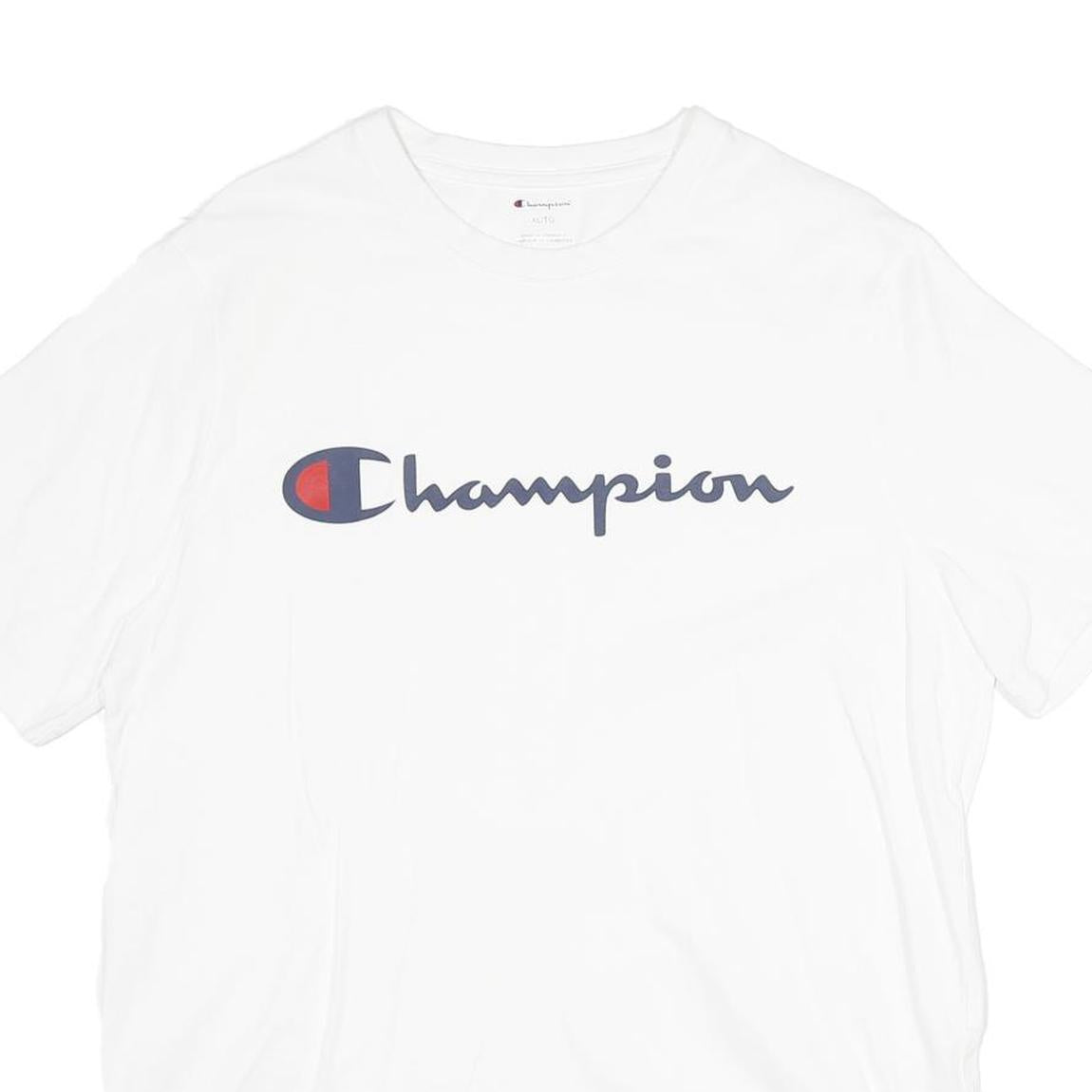 CHAMPION Mens White Graphic T-Shirt XL Short Sleeve Crew Neck Casual