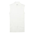 TAHARI Womens White Sleeveless Roll Neck Top M Cotton Blend Elegant Basics