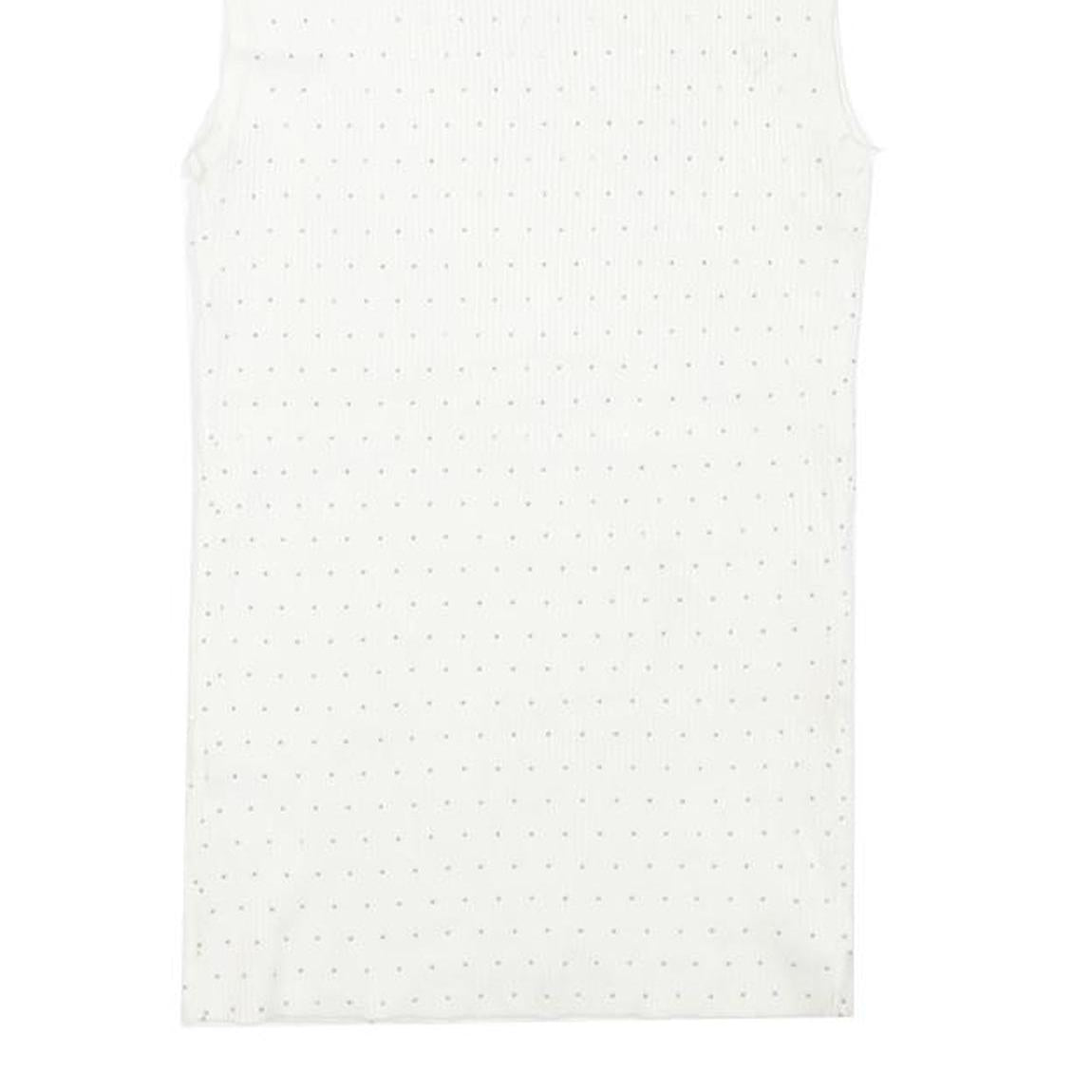 TAHARI Womens White Sleeveless Roll Neck Top M Cotton Blend Elegant Basics