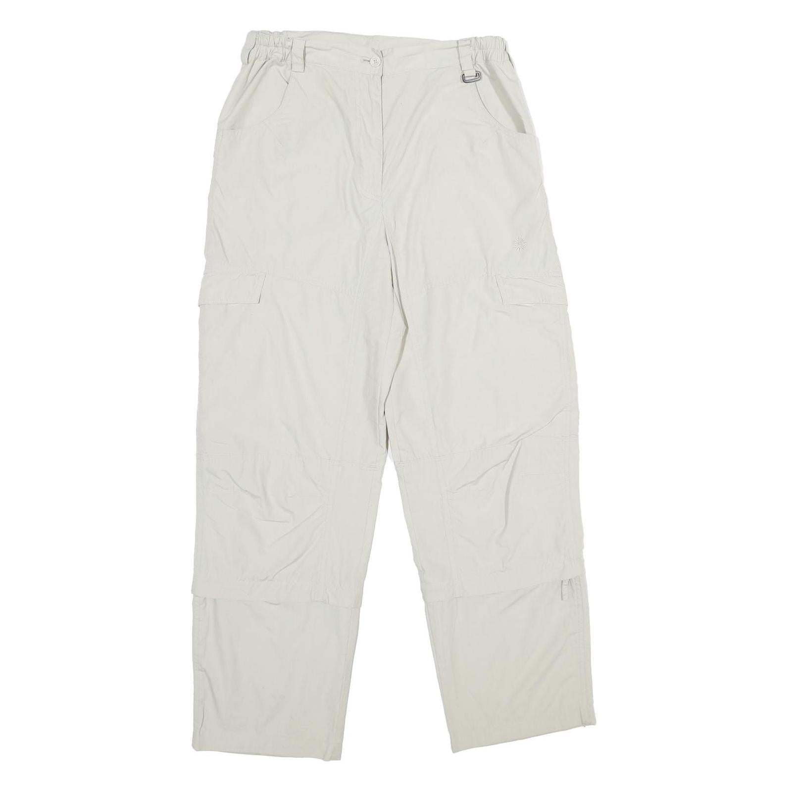 RODEO Womens Regular White Trousers W28 L32 Polyester Blend Zip Casual Pocketed