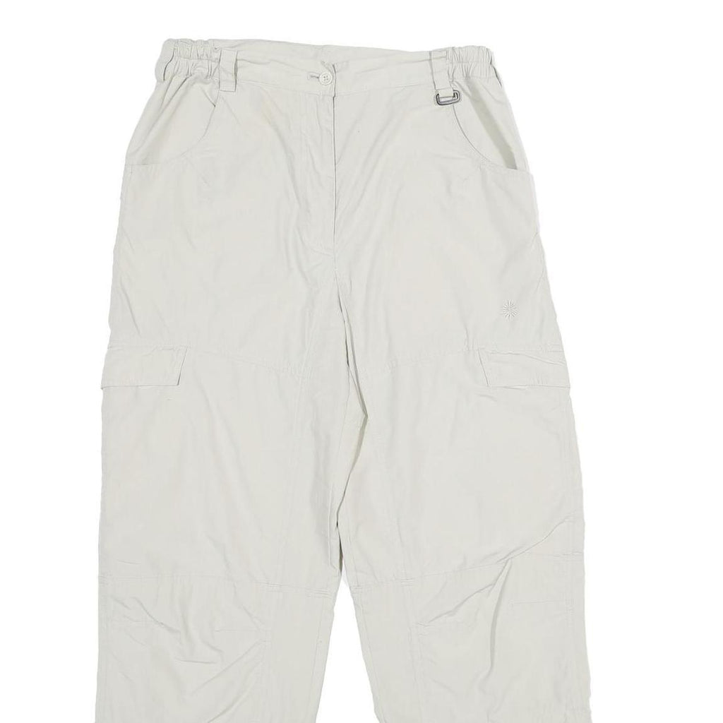 RODEO Womens Regular White Trousers W28 L32 Polyester Blend Zip Casual Pocketed