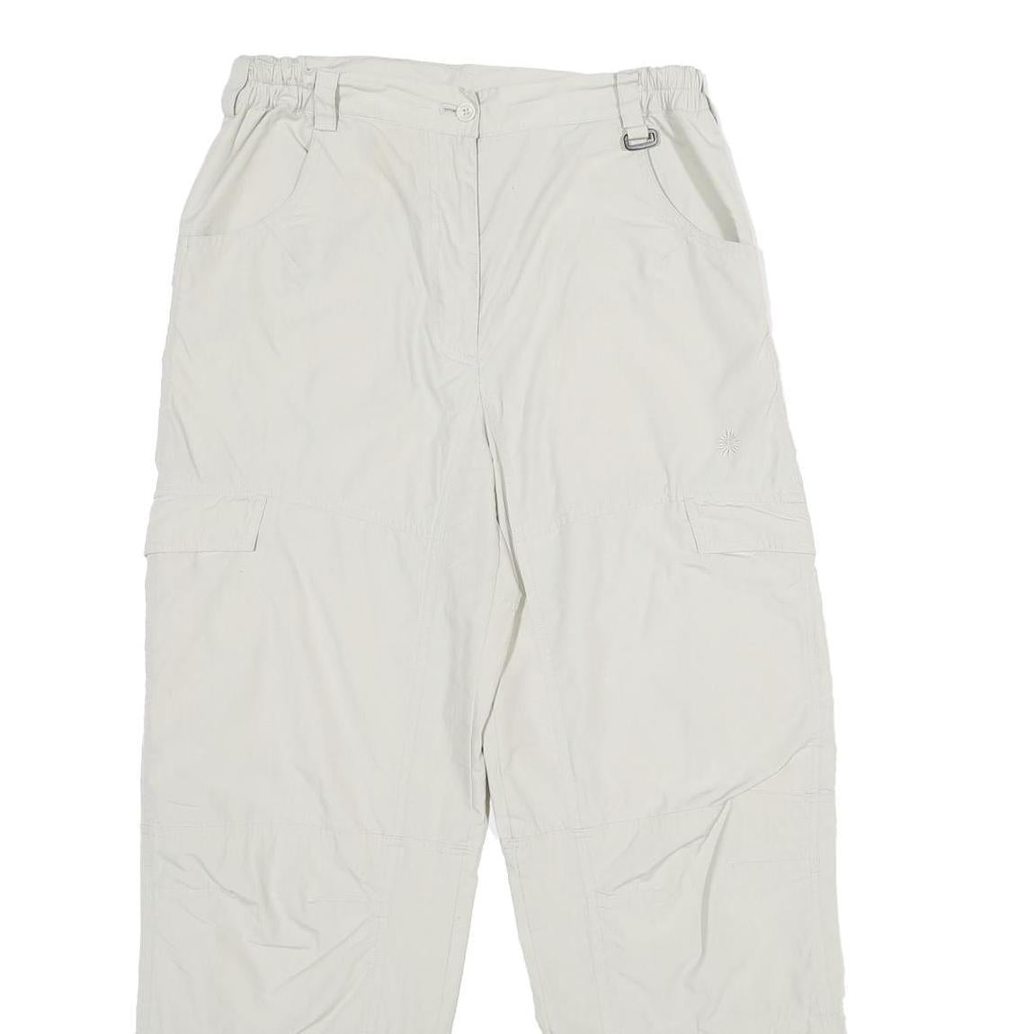 RODEO Womens Regular White Trousers W28 L32 Polyester Blend Zip Casual Pocketed