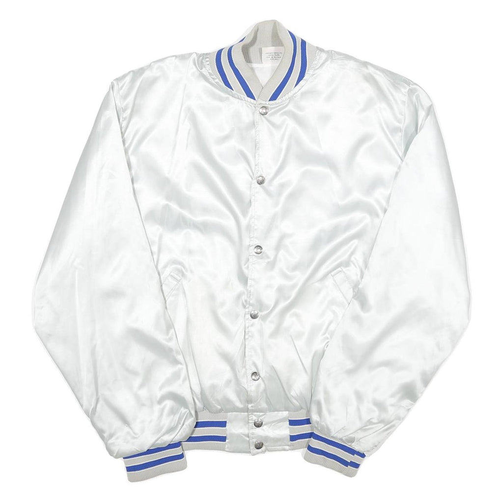 BIRDIE Mens White Satin Button Nylon Varsity Jacket L U S Coast Guard