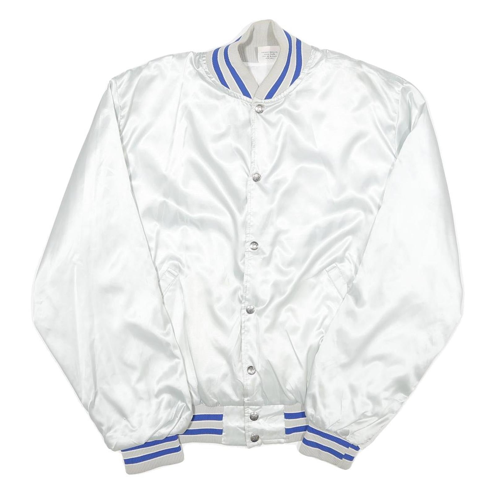 BIRDIE Mens White Satin Button Nylon Varsity Jacket L U S Coast Guard