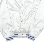 BIRDIE Mens White Satin Button Nylon Varsity Jacket L U S Coast Guard