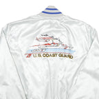 BIRDIE Mens White Satin Button Nylon Varsity Jacket L U S Coast Guard