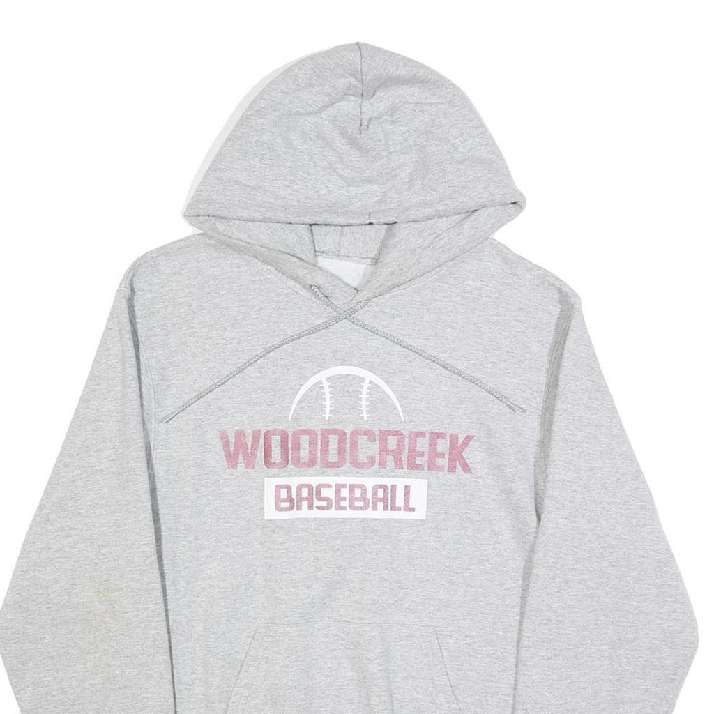 CHAMPION Mens Grey Woodcreek Baseball Pullover Hoodie S Cotton Blend
