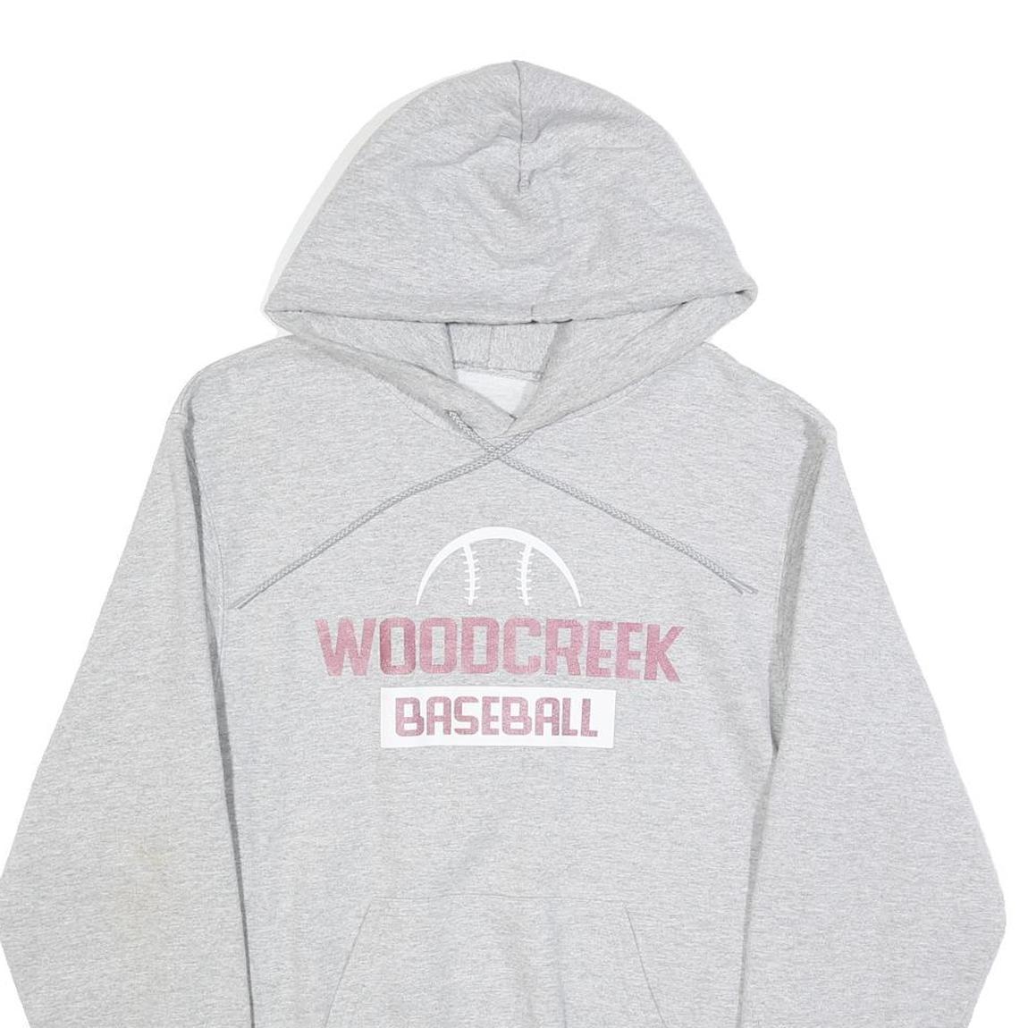 CHAMPION Mens Grey Woodcreek Baseball Pullover Hoodie S Cotton Blend
