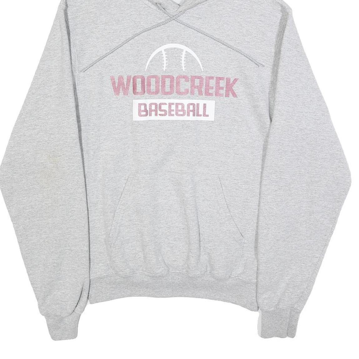 CHAMPION Mens Grey Woodcreek Baseball Pullover Hoodie S Cotton Blend