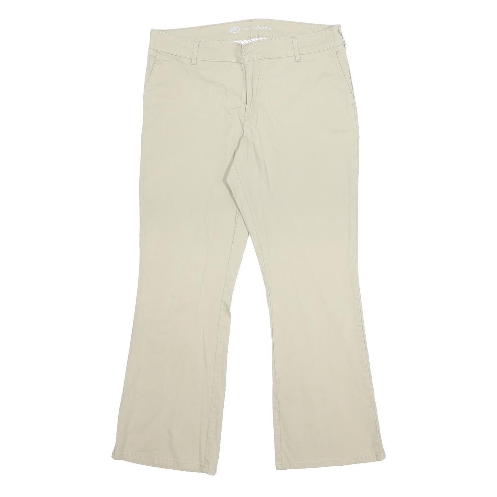 DICKIES Womens Cotton Blend Beige Slim Trousers W34 L29 Workwear Casual