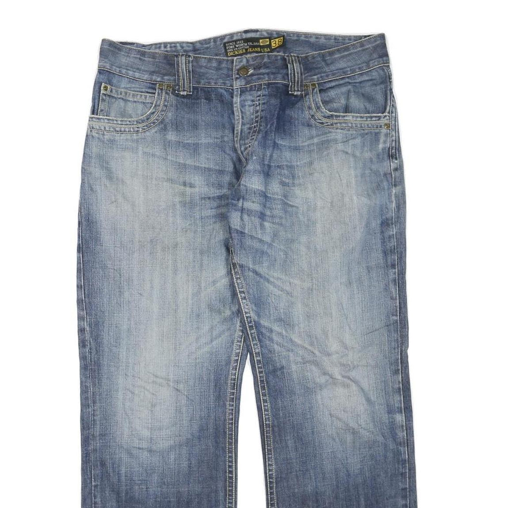 DICKIES Mens Regular Fit Blue Denim Jeans Cotton Blend Zip W38 L32 Classic