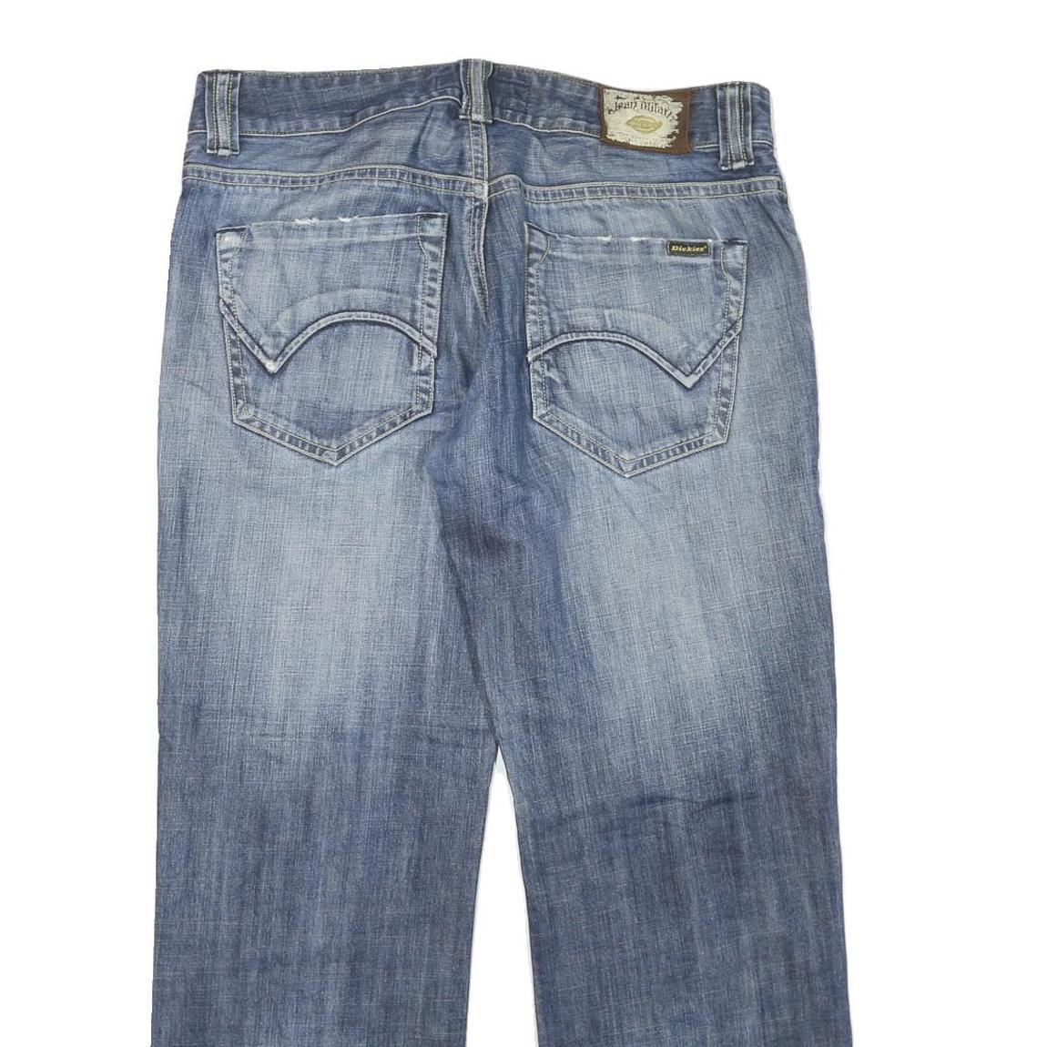 DICKIES Mens Regular Fit Blue Denim Jeans Cotton Blend Zip W38 L32 Classic