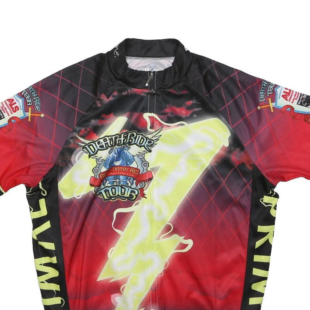 PRIMAL Mens Black & Red Death Ride Tour Cycling Jersey M Short Sleeve 1/4 Zip