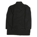 Womens Black Wool Double Breasted Button Jacket L Plain Classic Fit Winter