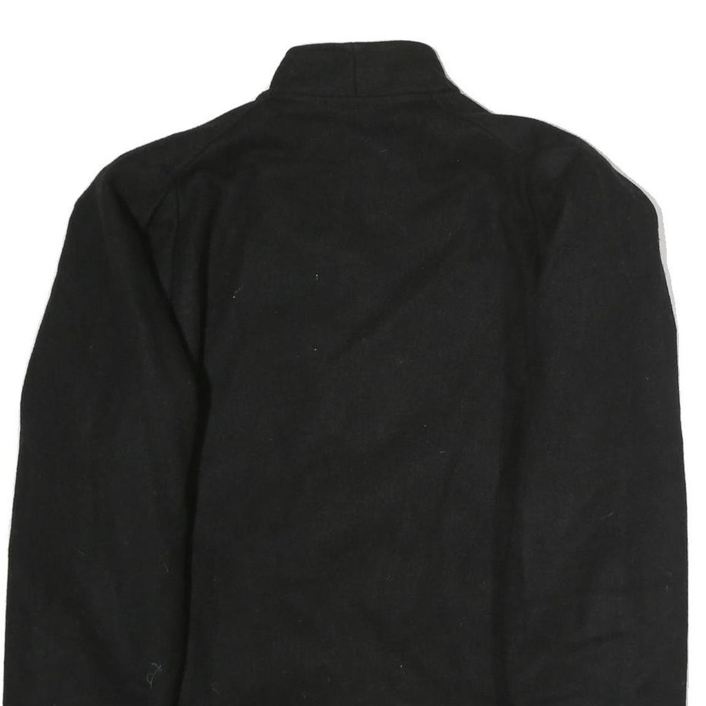 Womens Black Wool Double Breasted Button Jacket L Plain Classic Fit Winter