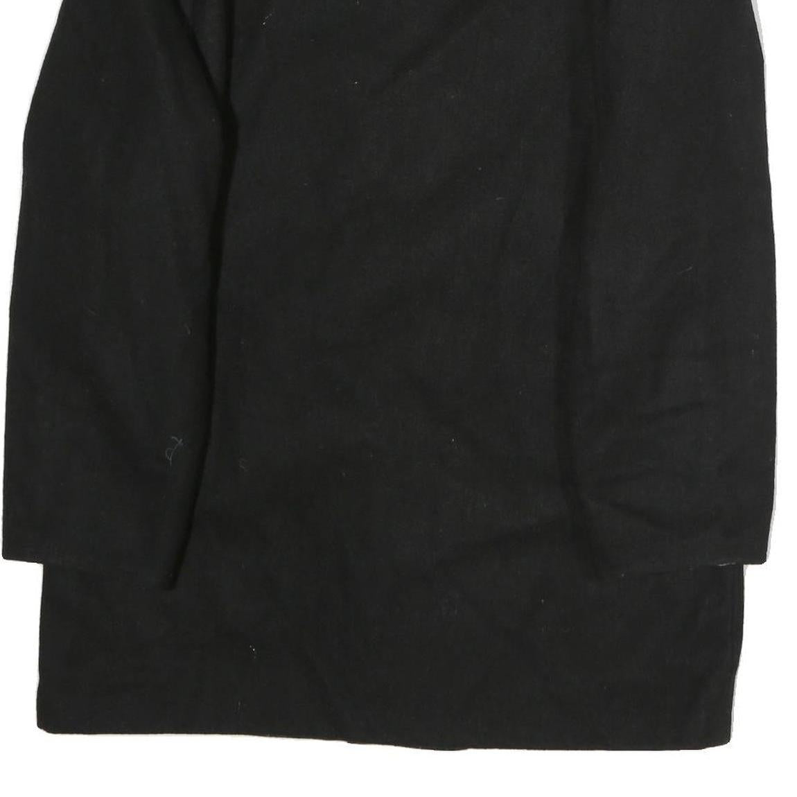 Womens Black Wool Double Breasted Button Jacket L Plain Classic Fit Winter