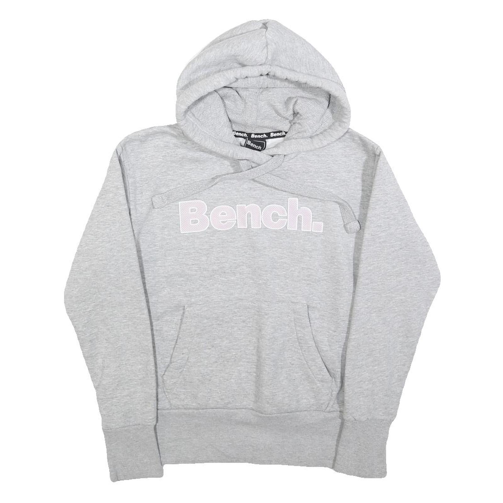 BENCH Womens Grey Hoodie UK 10 Cotton Blend Pullover Casual Sweatshirt
