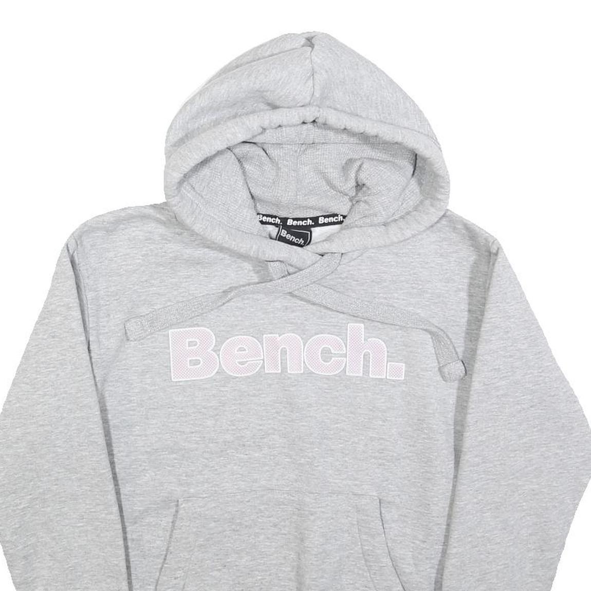 BENCH Womens Grey Hoodie UK 10 Cotton Blend Pullover Casual Sweatshirt