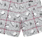 Mens Shorts White Black Patterned L W30 Casual Summer Drawstring Waist