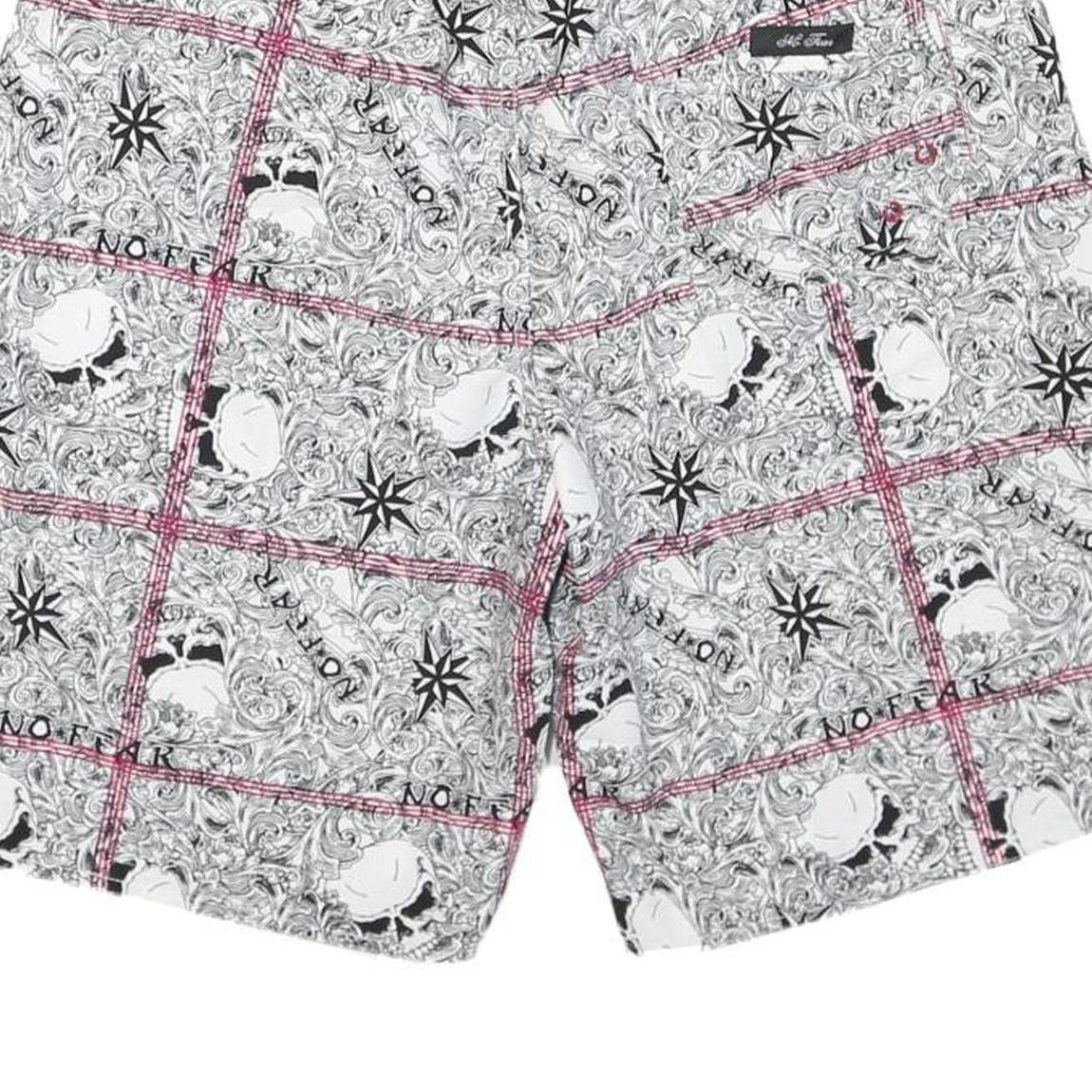 Mens Shorts White Black Patterned L W30 Casual Summer Drawstring Waist