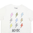 ACDC Womens White Lightning Bolt Graphic T-Shirt XL Short Sleeve Crew Neck