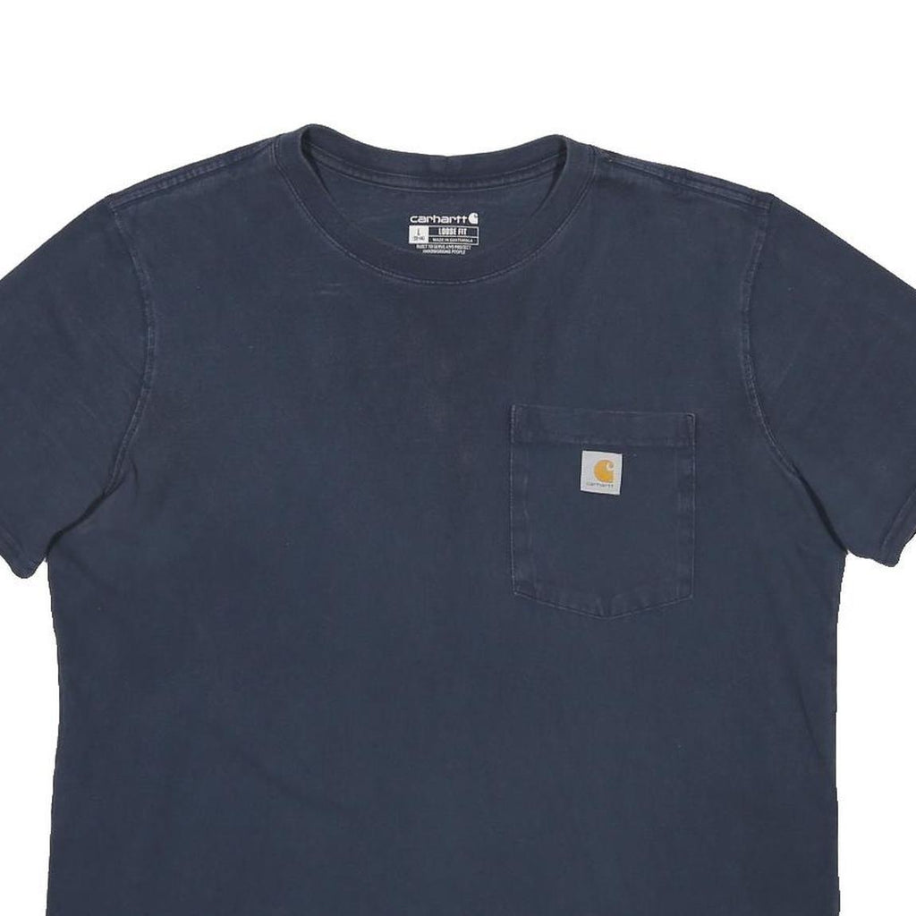 CARHARTT Womens Blue Pocket T-Shirt L Short Sleeve Crew Neck Cotton Casual