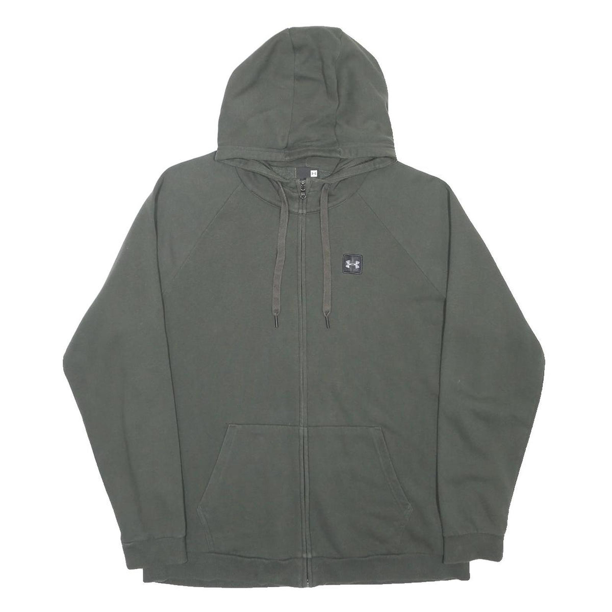 UNDER ARMOUR Mens Green Hoodie XL Full Zip Cotton Blend Casual Sportswear