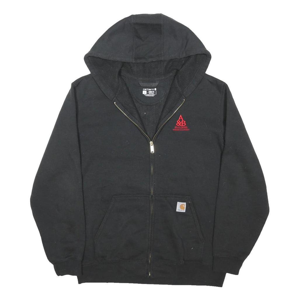 CARHARTT Mens Black Workwear Jacket L Cotton Blend Hooded Zip Up