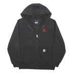 CARHARTT Mens Black Workwear Jacket L Cotton Blend Hooded Zip Up