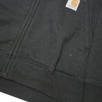 CARHARTT Mens Black Workwear Jacket L Cotton Blend Hooded Zip Up