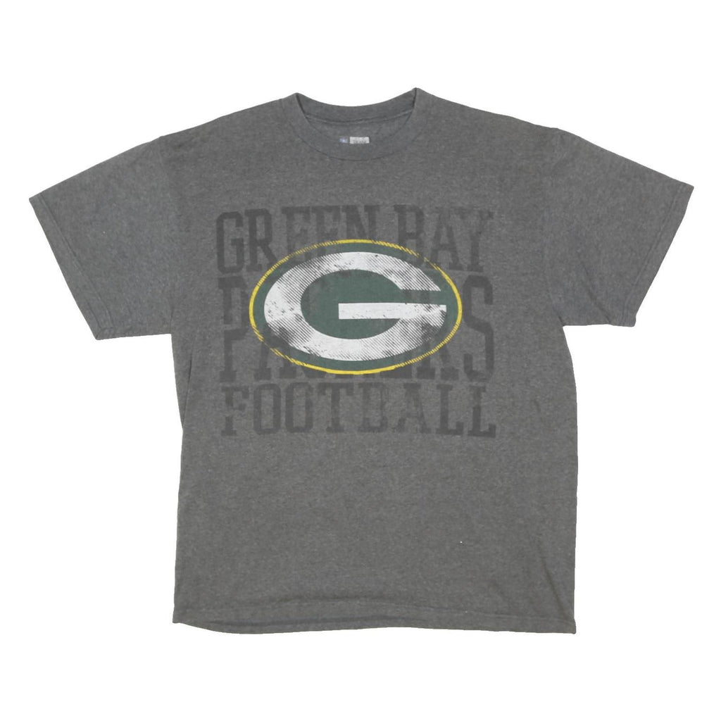 NFL Mens Grey Green Bay Packers Graphic T-Shirt L Short Sleeve Crew Neck NFL