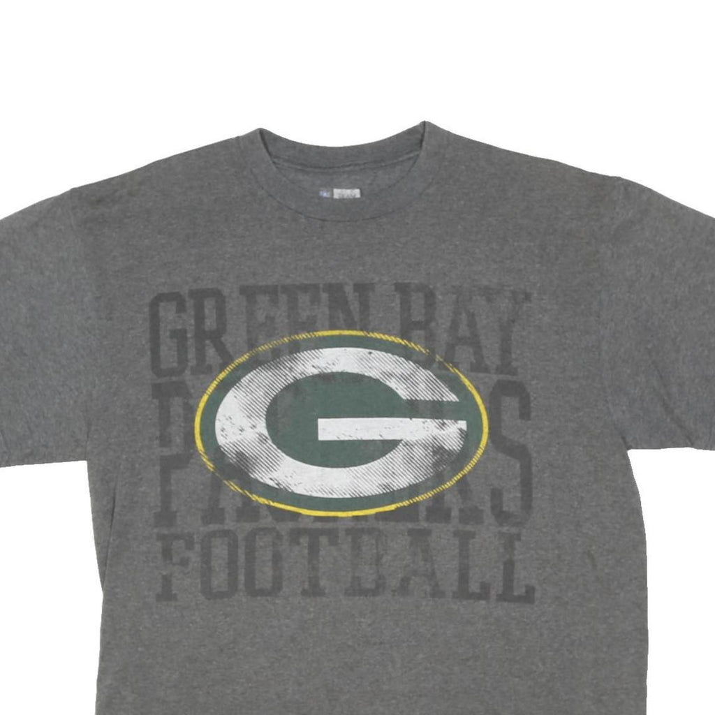 NFL Mens Grey Green Bay Packers Graphic T-Shirt L Short Sleeve Crew Neck NFL