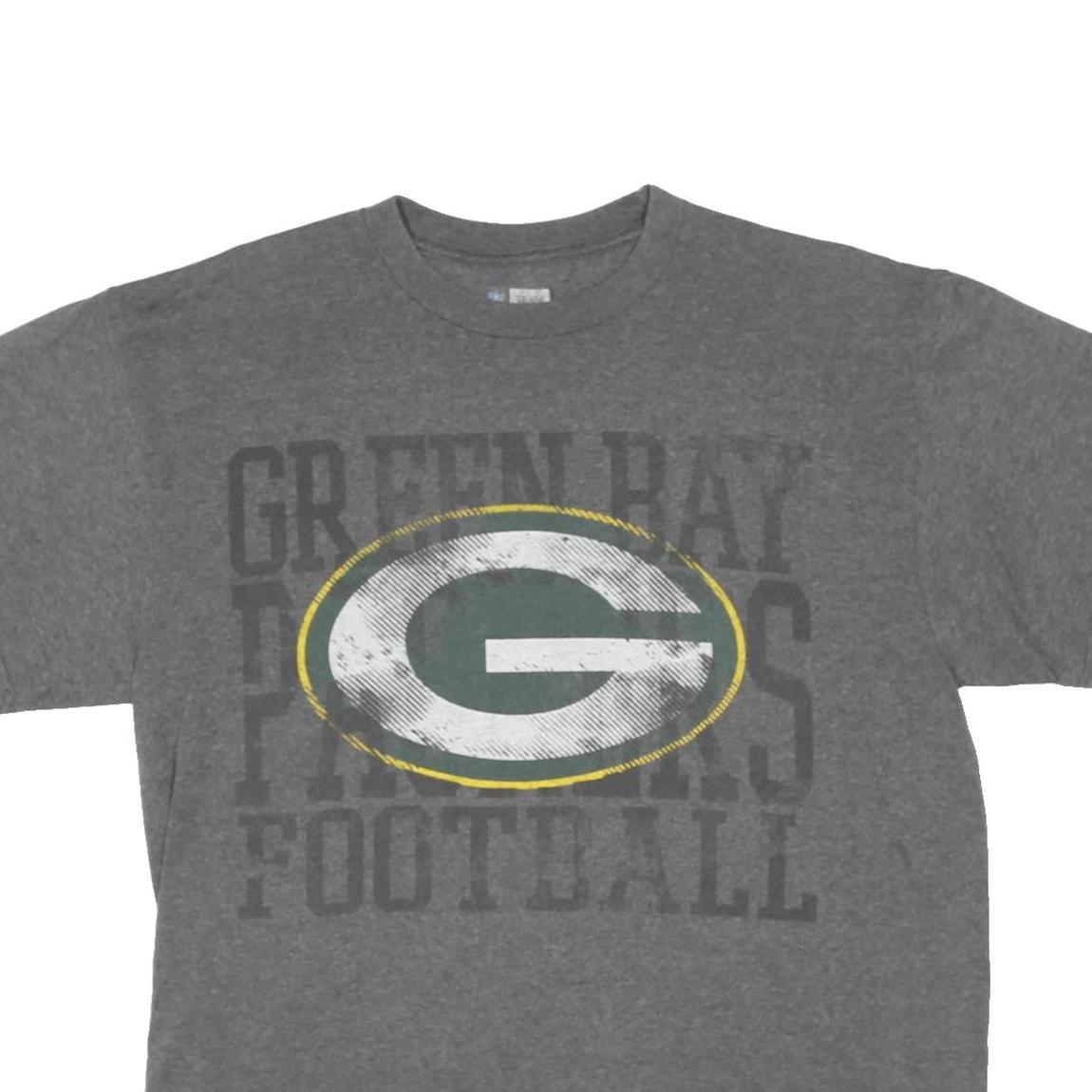 NFL Mens Grey Green Bay Packers Graphic T-Shirt L Short Sleeve Crew Neck NFL