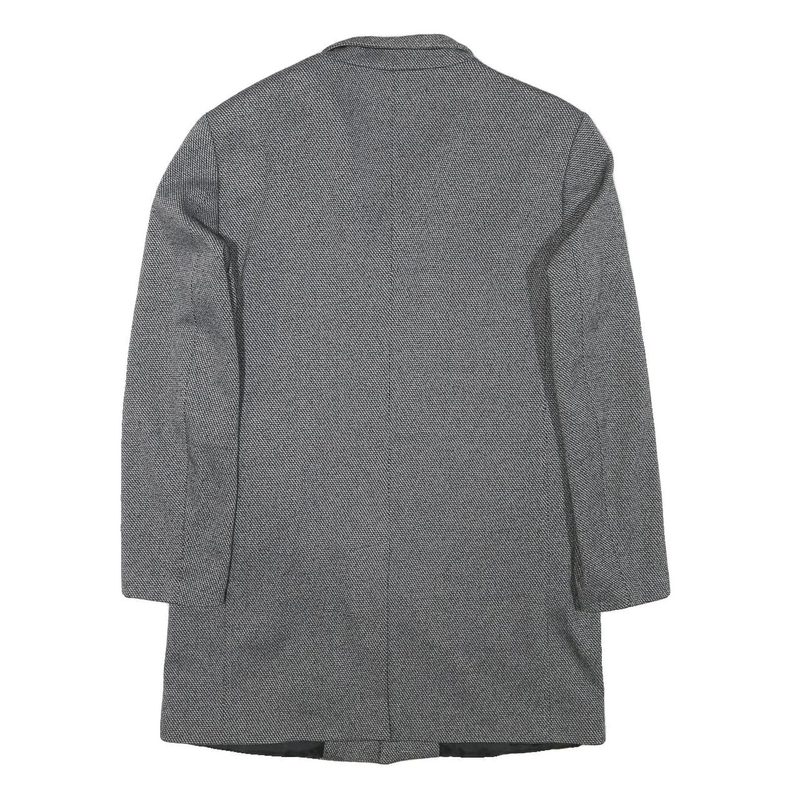 ZARA Mens Grey & Black Wool Blend Tailored Jacket L Woven Classic Formal