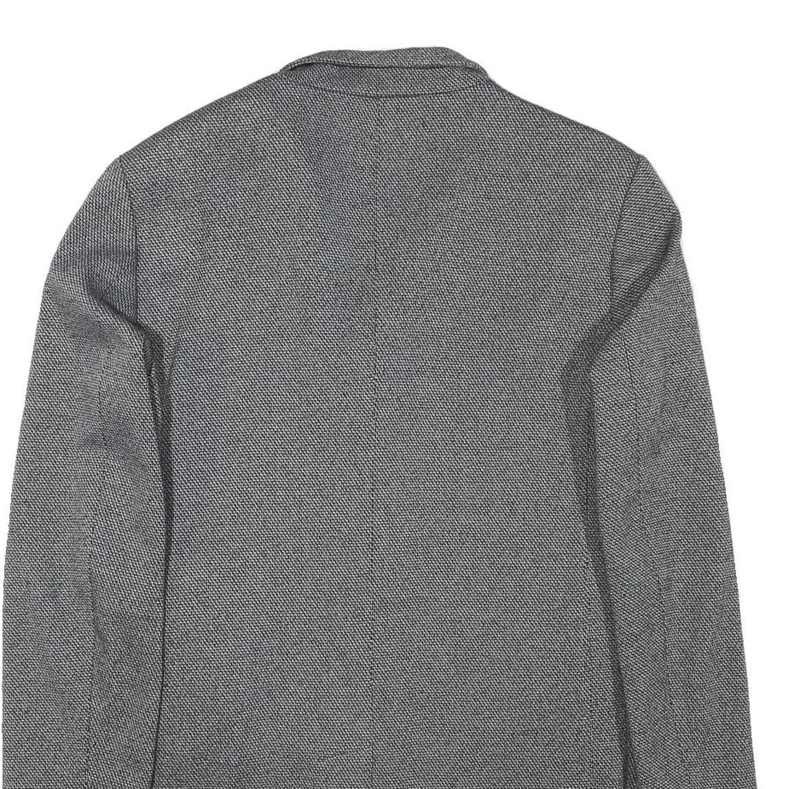 ZARA Mens Grey & Black Wool Blend Tailored Jacket L Woven Classic Formal