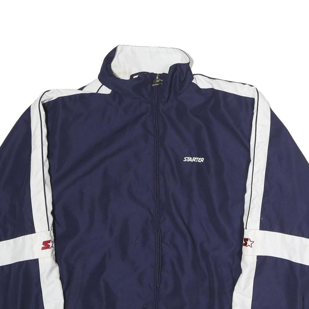 STARTER Mens Navy & White Track Zip Polyester Jacket M Sports Casual