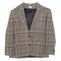 VALENTINO Womens Red Beige Check Blazer L Woven Button Jacket Classic Tailored
